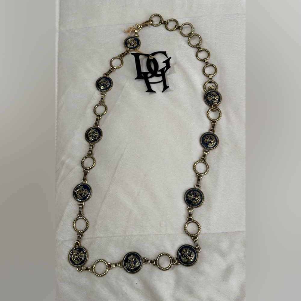 Vintage gold tone Nautical Chain Belt With Anchor Medallions